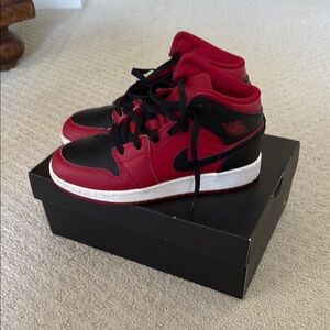 Jordan Red and Black Sneakers High Top Iconic Design